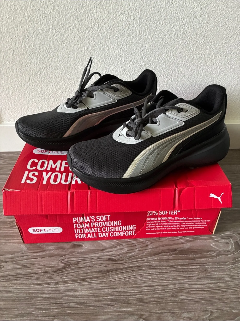 Puma Men’s Black and grey Softride Exo shoes